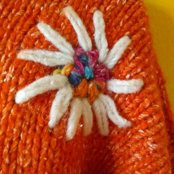 Handmade knit boho flower hoodie - Picture 2 of 3